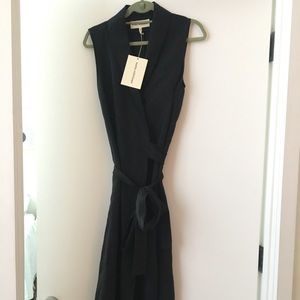 Marsh Hoffman Black linen maxi wrap dress
